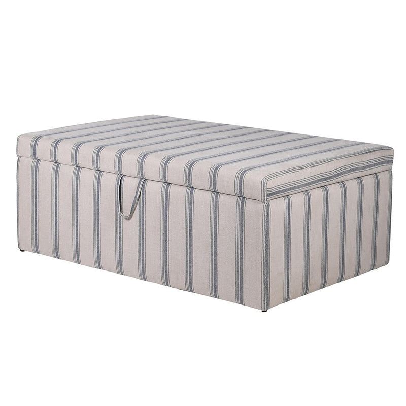 Cotton Beige/Blue Striped Ottoman