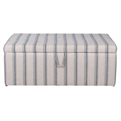 Cotton Beige/Blue Striped Ottoman