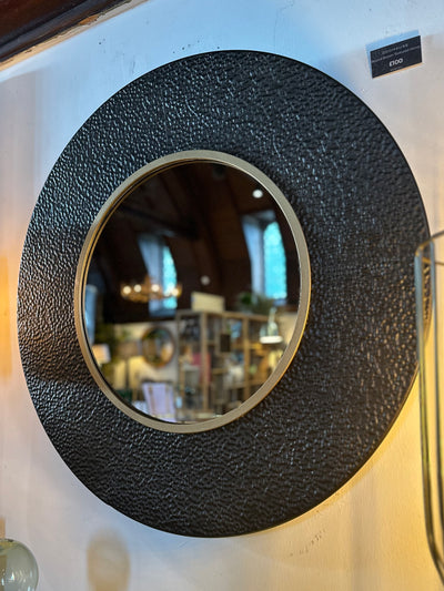 Round Brown Textured Mirror