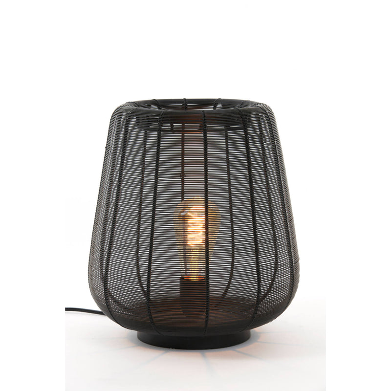 Large Matte Black Wire Table Lamp