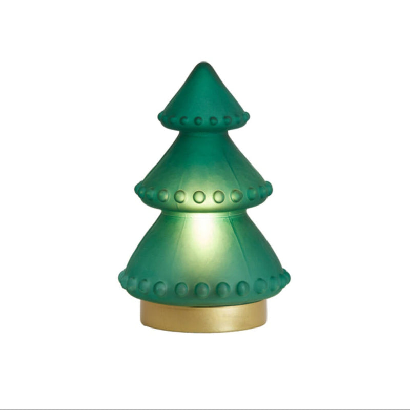 18.5cm LED Matte Green Glass Tree Table Lamp