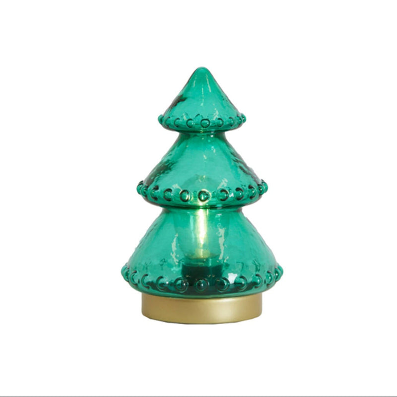 18.5cm LED Green Glass Tree Table Lamp