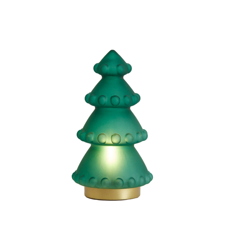 28.5cm LED Matte Green Glass Tree Table Lamp