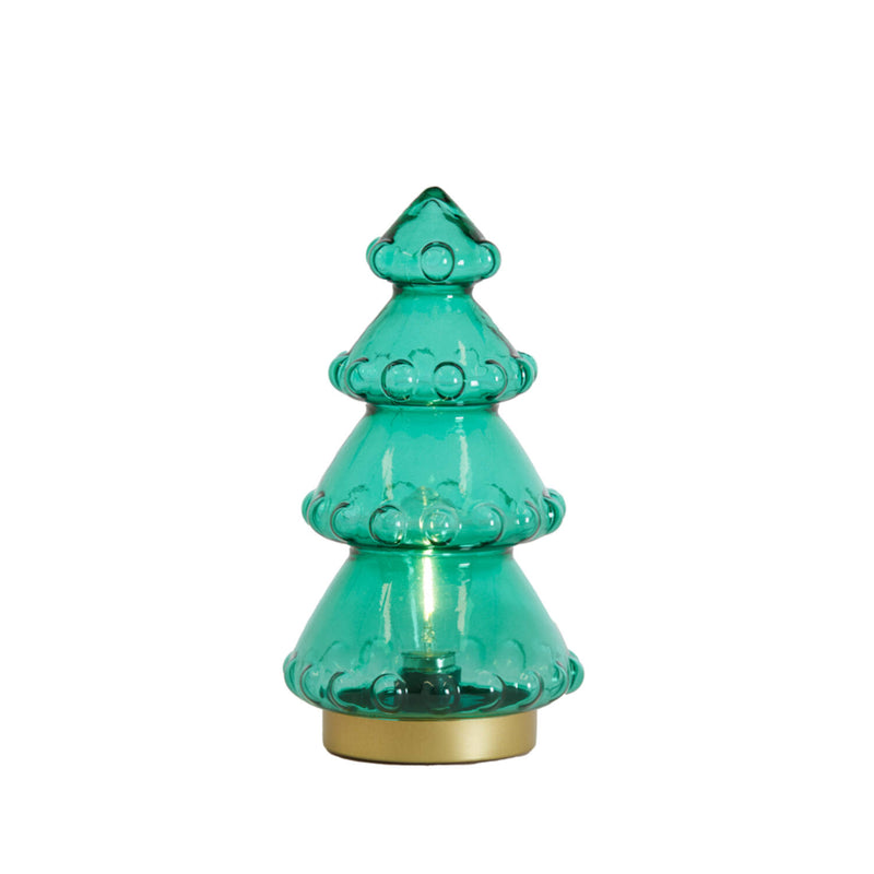 28.5cm LED Green Glass Tree Table Lamp