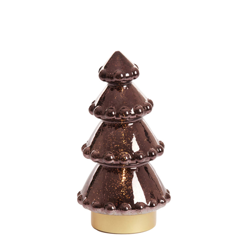 28.5cm LED Metallic Brown Glass Tree Table Lamp