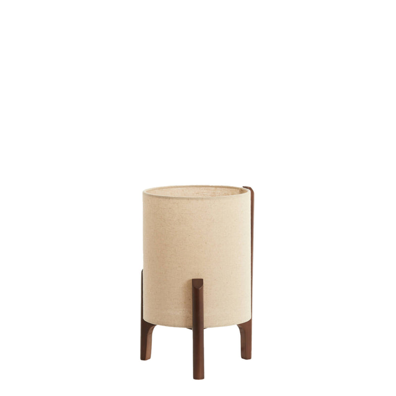 Dark Brown & Linen Table Lamp 33cm