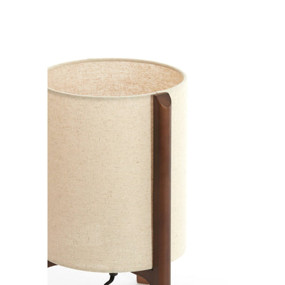 Dark Brown & Linen Table Lamp 33cm
