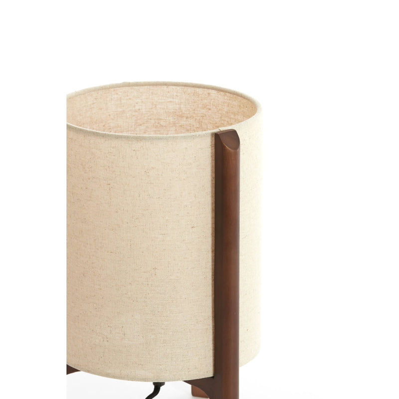 Dark Brown & Linen Table Lamp 33cm