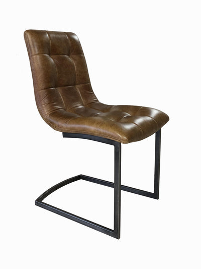 Brown Leather Quilted Dining Chair