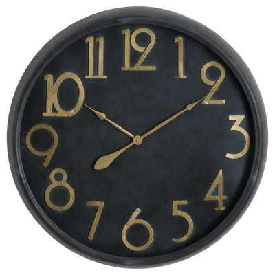 Black/Brass Round Wall Clock
