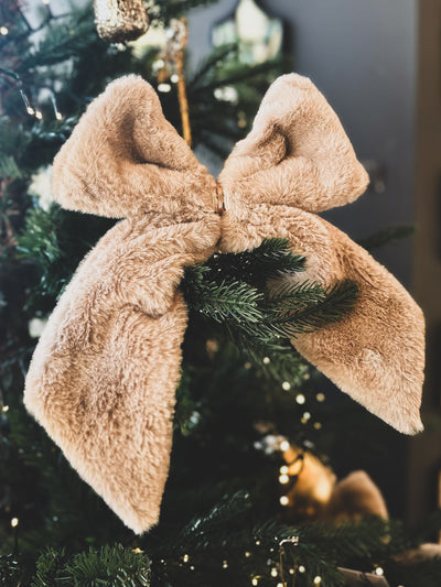 Taupe Faux Fur Bow