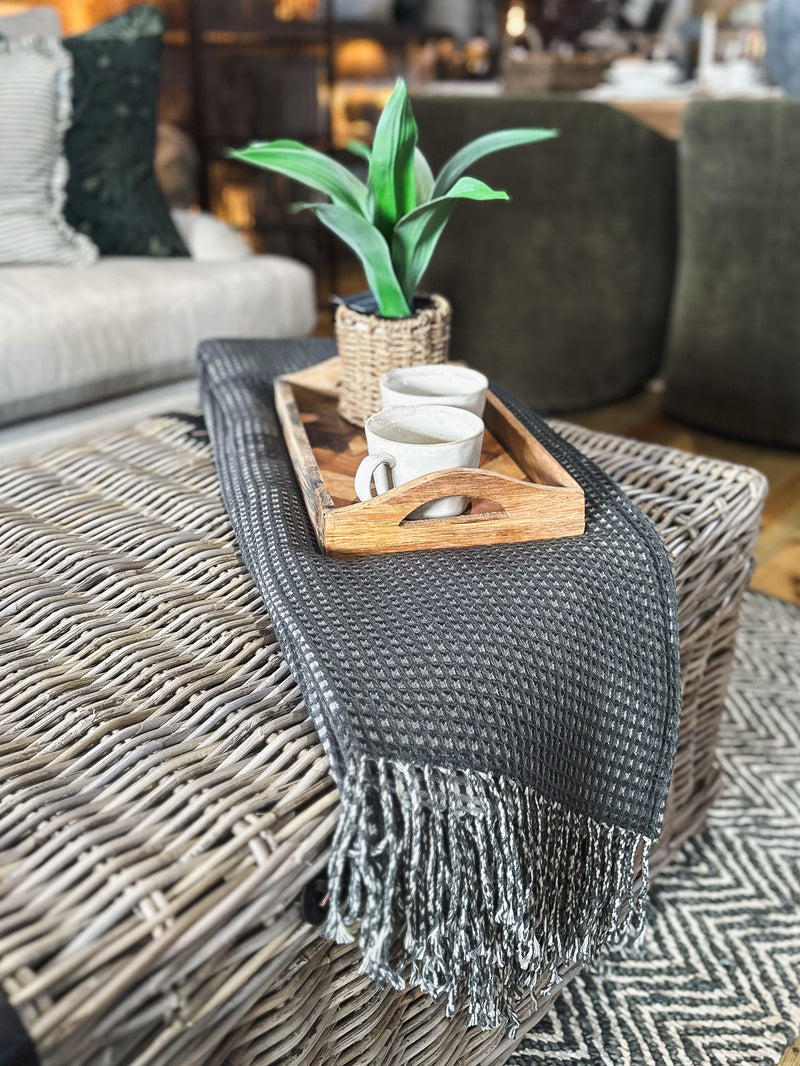 Rattan & Leather Trunk Coffee Table