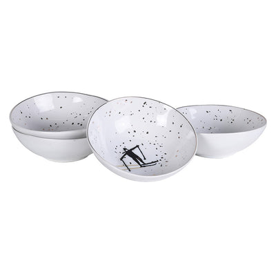 White & Black Speckled Skiing Bowl
