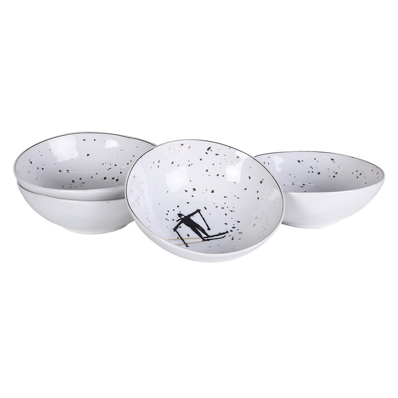 White & Black Speckled Skiing Bowl