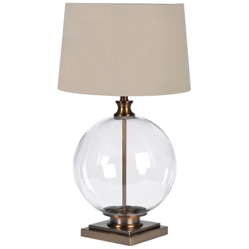 Glass Ball Table Lamp with Linen Shade