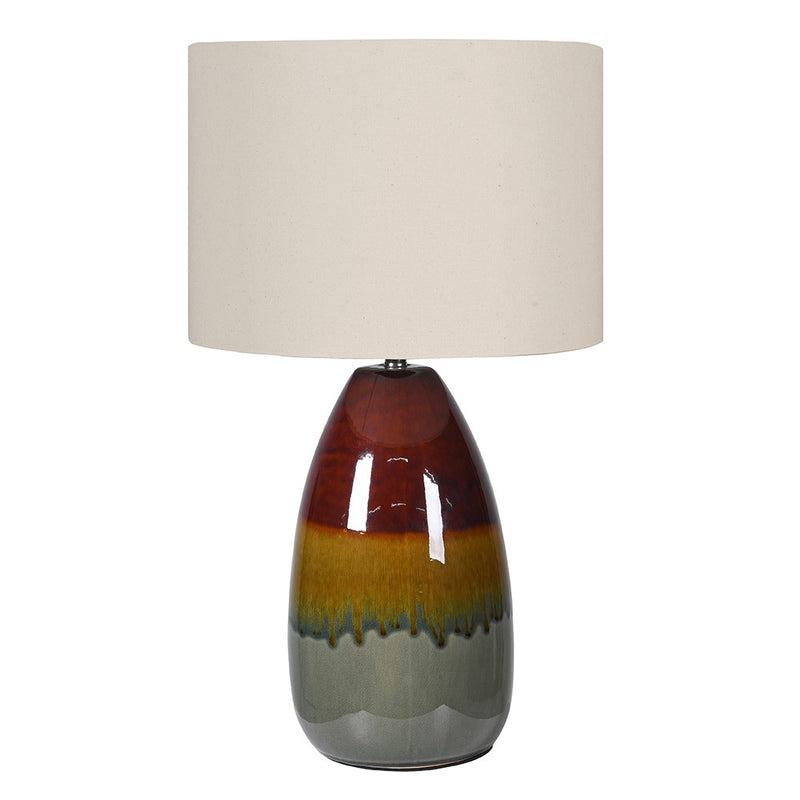 Blue & Brown Glaze Table Lamp W/ Linen Shade