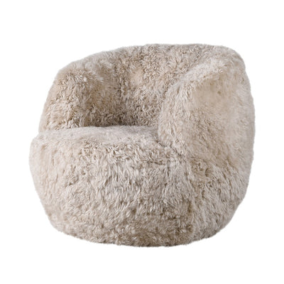 Beige Sheepskin Swivel Chair
