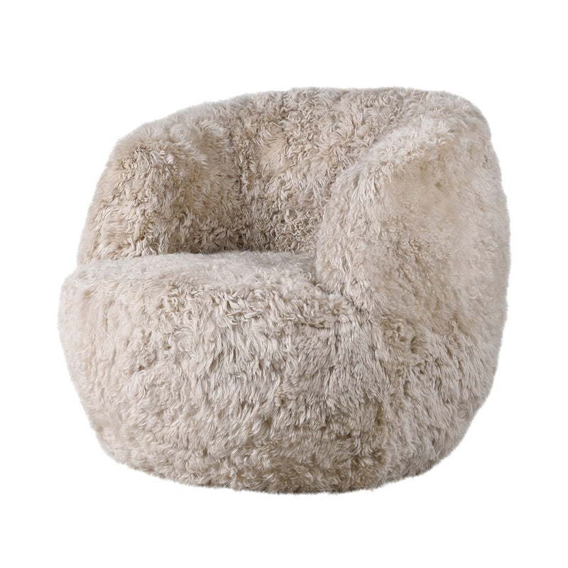 Beige Sheepskin Swivel Chair