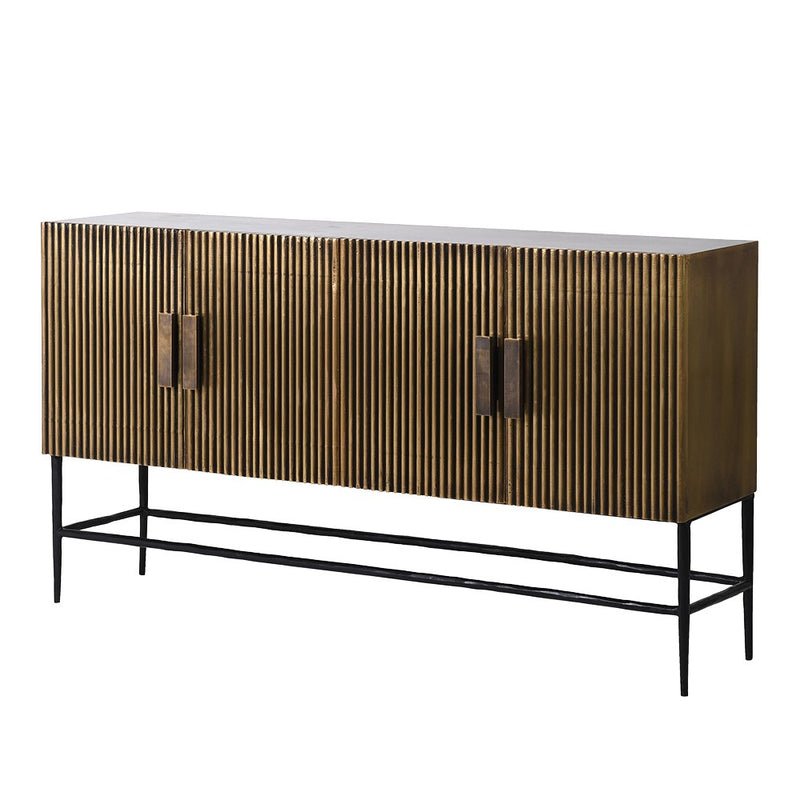 Antique Brass Ribbed 4 Door Sideboard