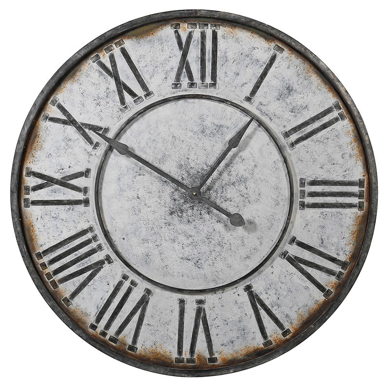 Roman Numerals Distressed Metal Clock