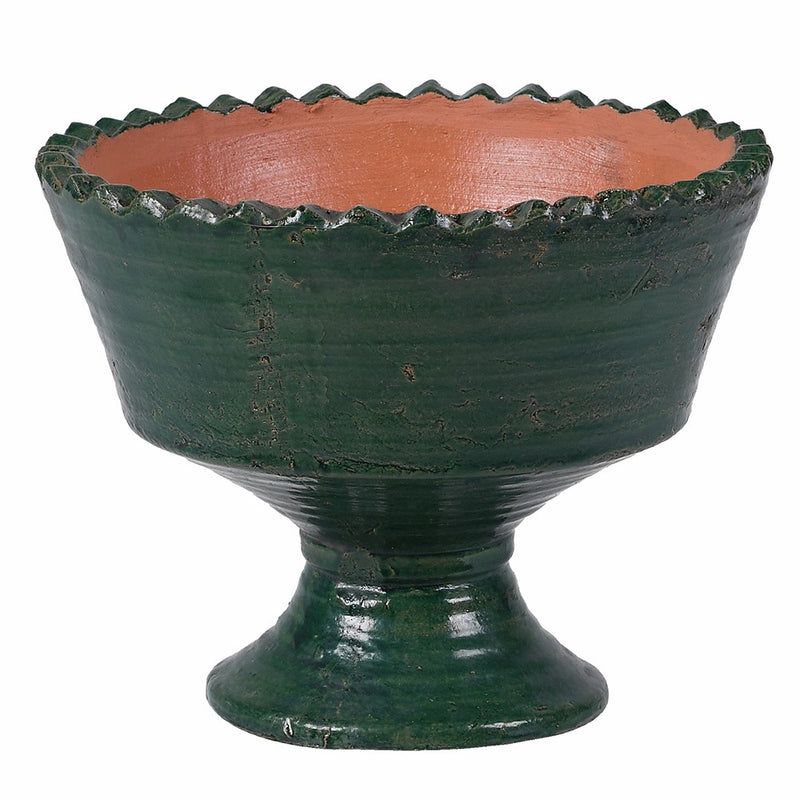 Forest Green Terracotta Standing Bowl