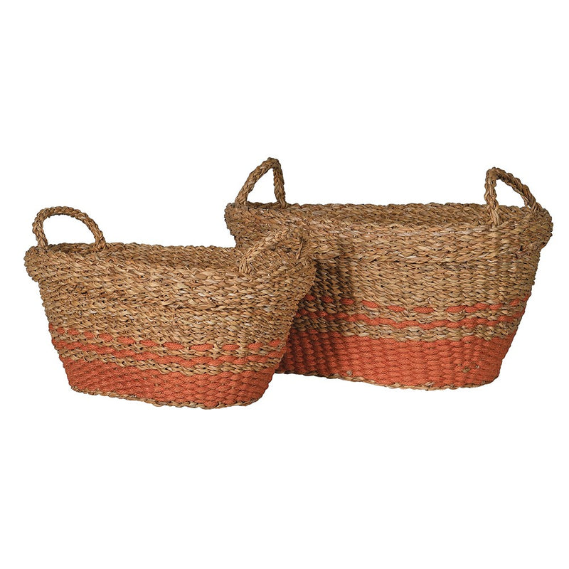 S/2 Two Tone Seagrass Oval Baskets
