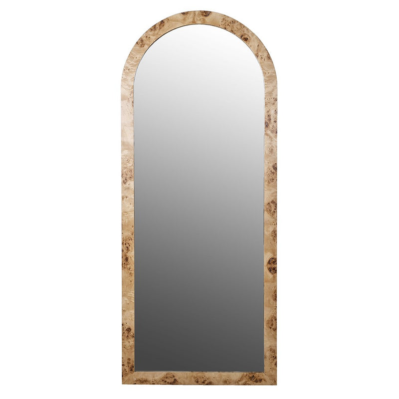 Beige & Brown Burl Arched Mirror