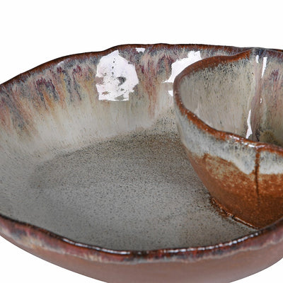 Brown Ombre Glazed Sectioned Bowl