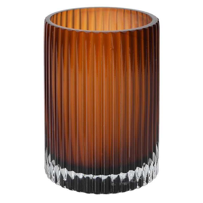 Small Amber Fluted Glass Vase