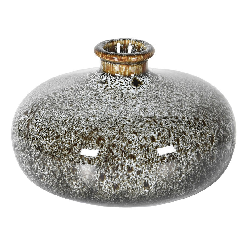 Grey Glazed Speckle Round Bud Vase