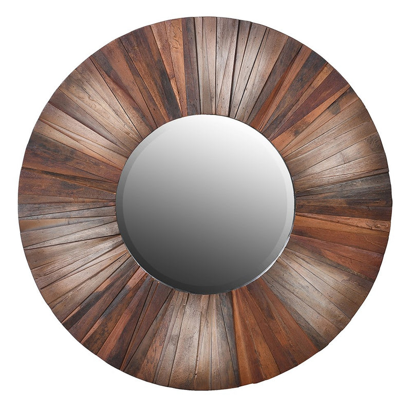 Wooden Sunburst Tiger Effect Mirror