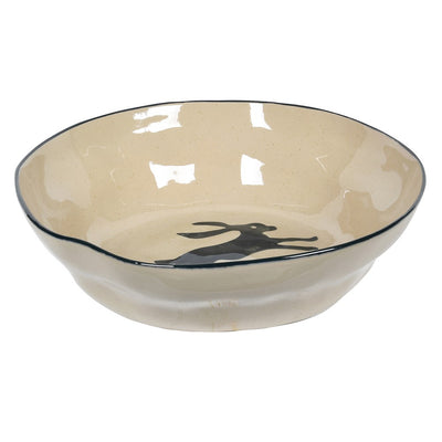 Beige Stoneware Hare Print Bowl
