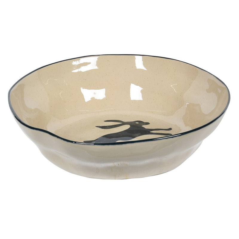 Beige Stoneware Hare Print Bowl