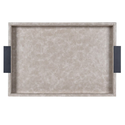 S/2 Grey Faux Leather Trays