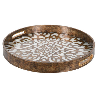 Antique Gold Finish Mosaic Tray