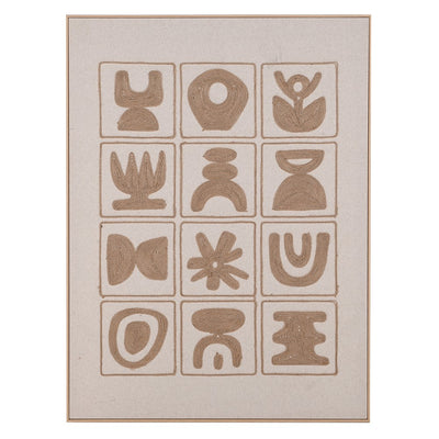 Neutral Linen Embroidered Framed Wall Art