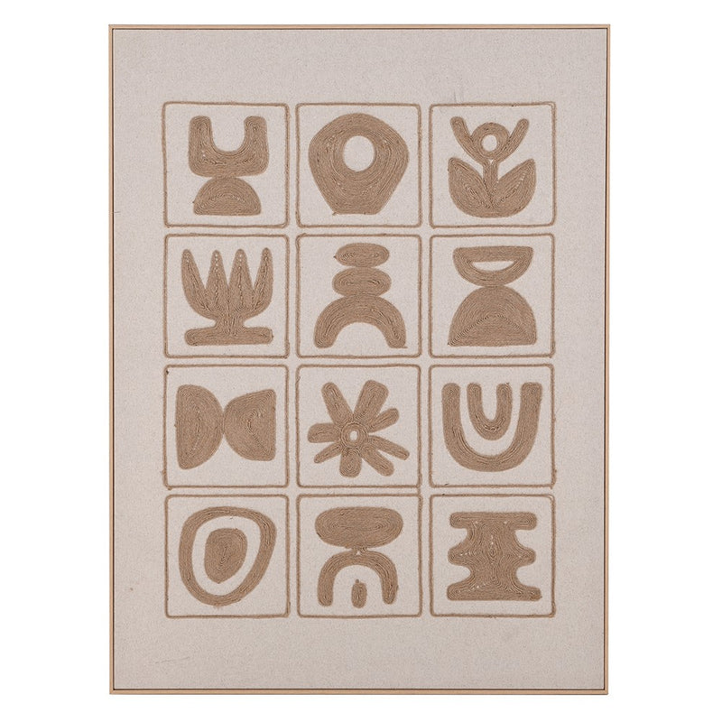Neutral Linen Embroidered Framed Wall Art
