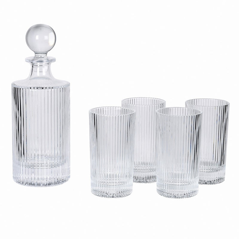 Ribbed Decanter & Glasses Set