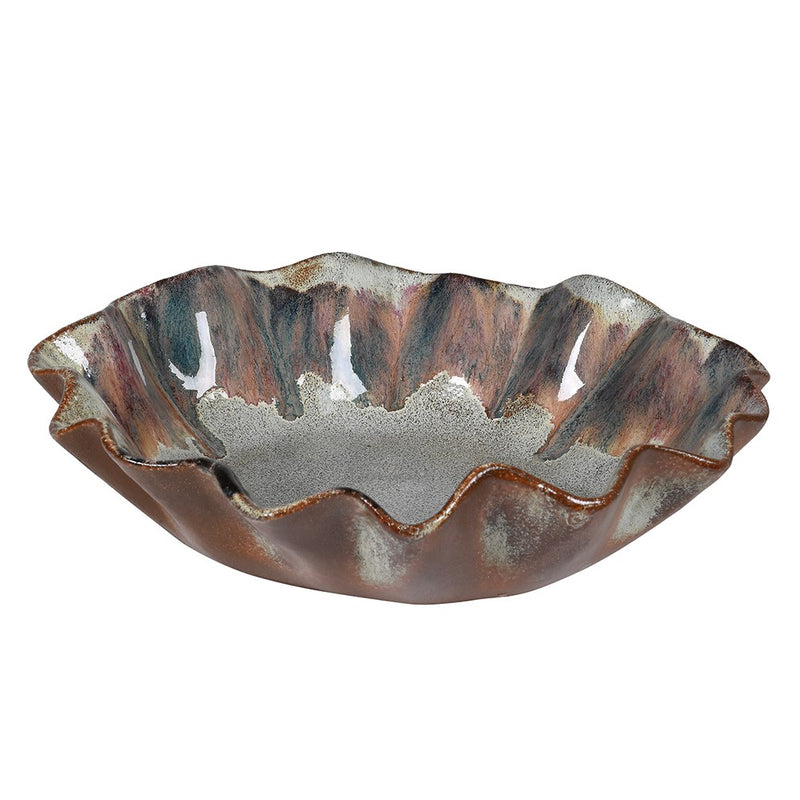 Brown Ombre Glaze Pleated Bowl