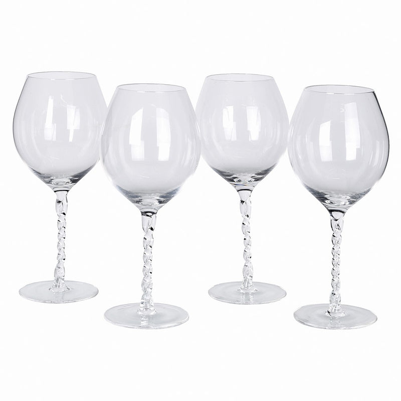 Twisted Stem Clear Red Wine Glass