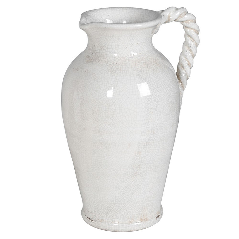 White Ceramic Twisted Handle Jug