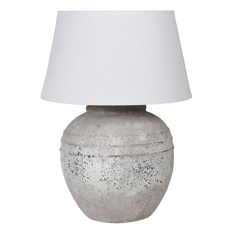 Distressed Grey Table Lamp W/Linen Shade