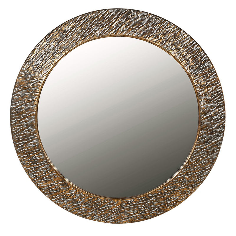 Round Distressed Iron Mirror