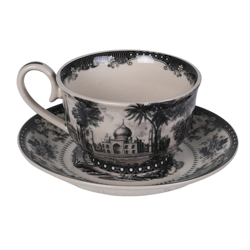 Aged Chinoiserie Printed Cup & Saucer