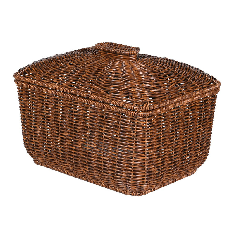 Dark Brown Rattan Effect Lidded Basket
