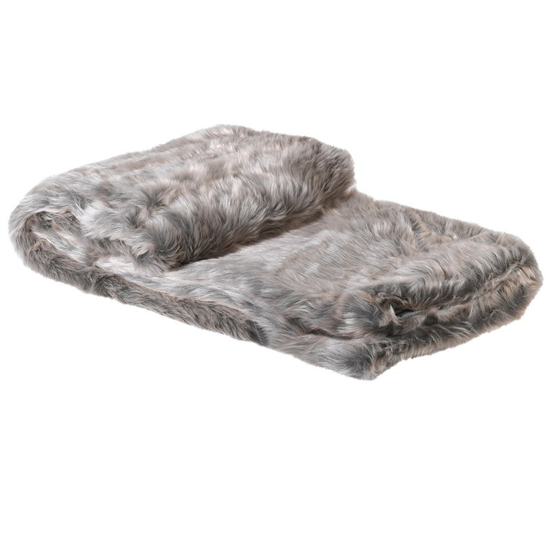 Silver Faux Fur Throw 140x190cm