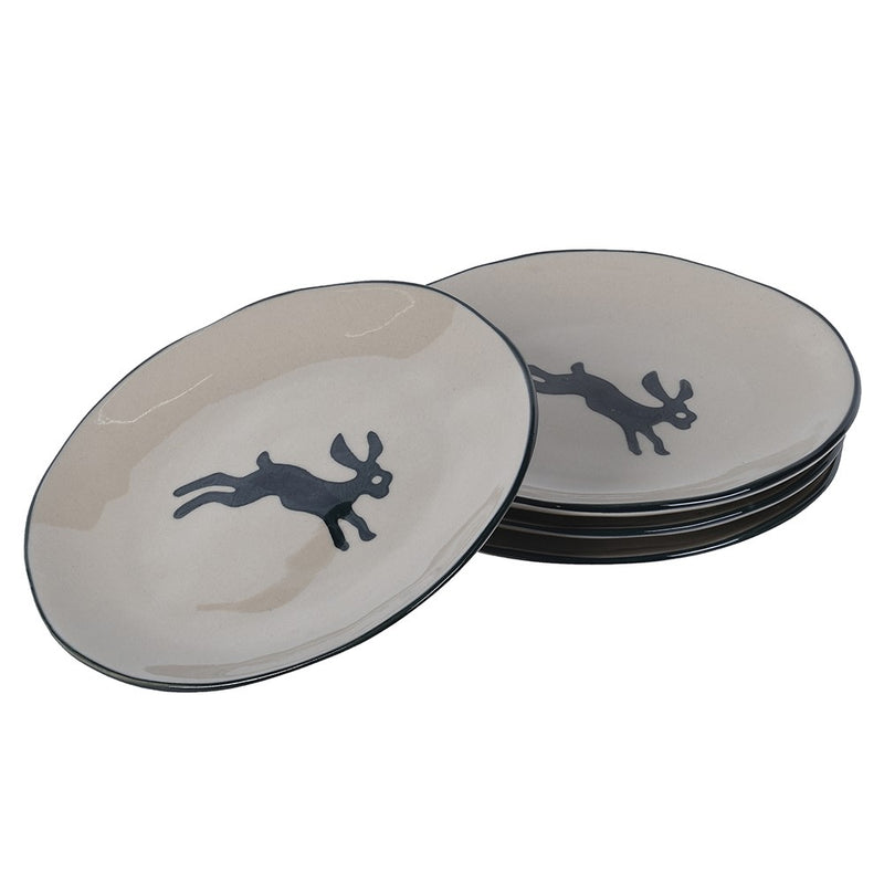 Beige Stoneware Hare Print Side Plate