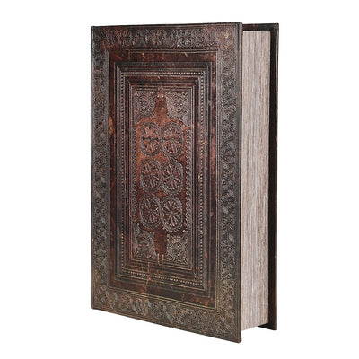 Antique Effect Mahogany Embossed Book Box