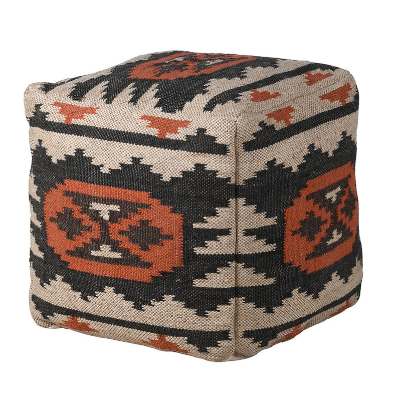 Kilim Square Jute & Cotton Pouf