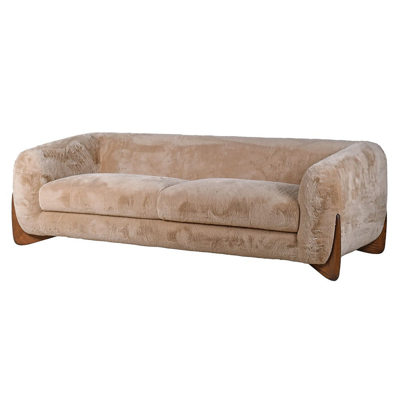 Taupe Faux Sheepskin 3 Seater Sofa